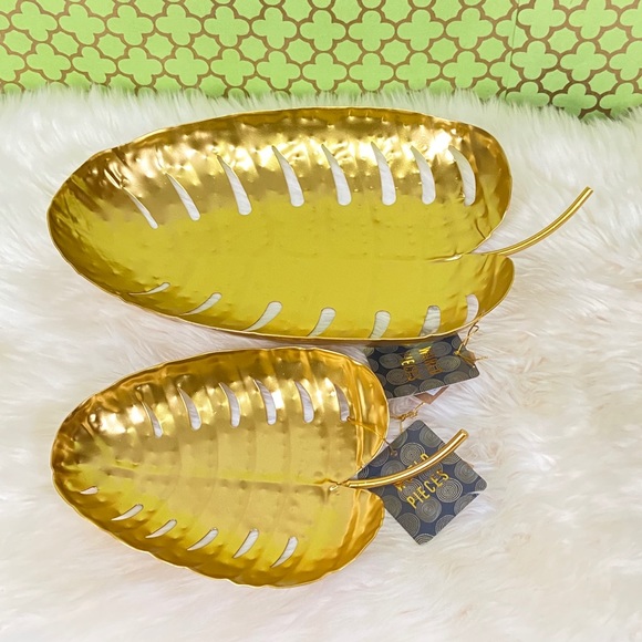 Monstera Gold Decorative Metal Tray Catchall - Picture 13 of 15